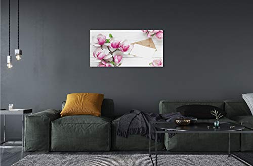 Peinture murale fleurs magnolia Tulup tableau verre anti-reflet 140x70