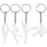 hzzsbu 4pcs Figure Ice Keychain Titanium Steel Keyring Cute Sports Keychains Roller Skating Pendant Figure Skating Charm Fashion Sparkling Keyring