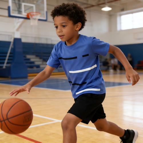 Image of 4-8T Toddler Boys 2-Piece Summer Casual Outfit Striped Print Short Sleeve T-Shirt & Shorts Set