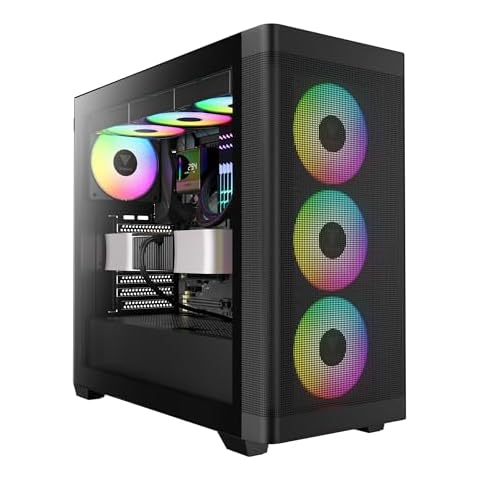 GAMDIAS ATX Mid Tower Computer Case Tempered Glass, Gaming PC Case Support Dual 360mm AIO/Radiator, 7x120mm Case Fans (4X 120mm Built-in), 420mm GPU/VGA, USB3.0X 2, Type C x1, 170mm CPU Cooler Cover