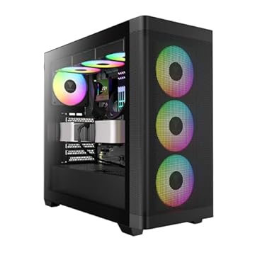 GAMDIAS ATX Capa de vidro temperado torre média, capa para PC para jogos compatível com AIO/radiador duplo de 360 mm, ventoinhas de capa de 7 x 120 mm (4 x 120 mm embutidas), GPU/VGA de 420 mm,