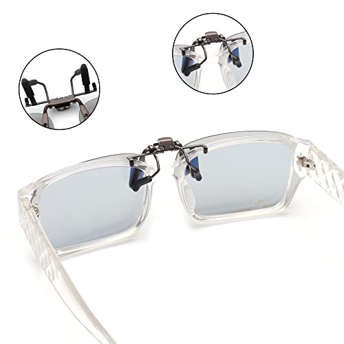 Jm Polarized Photochromic Clip On Sunglasses, Rectangle Flip Up Over Prescription Glasses Men Women #TOP4