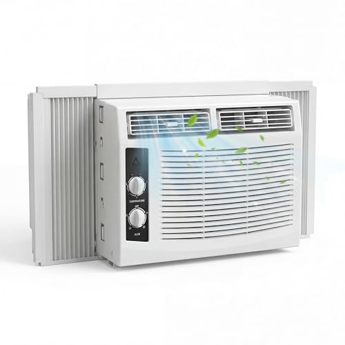 Image of 5000 BTU Window Air Conditioner Unit - Cools Rooms Up to 150 Sq.Ft., Low Noise and Energy Efficient, for Bedroom, Office, Dorm (Quick Installation Kit)
