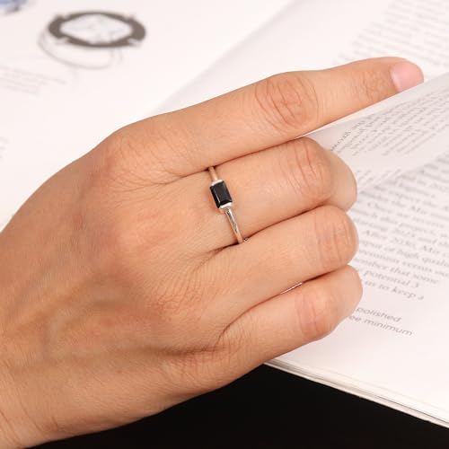 Bague onyx noir en argent 925 de style solitaire pour femme taille 6