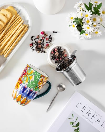vancasso Teetasse mit Deckel und Sieb, 540ml Keramik Teetasse Groß, Schöne Tassen mit Siebeinsatz Für Losen Tee… – Ansicht 5