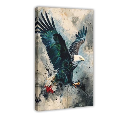 Tableau vautour abstrait : impression sur toile décoration murale salon 20x30 cm