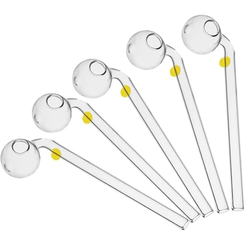 Guijinhao 5pcs Glass Oil Burner Clear Thick Pipe Oil Pipe Clear Thick Oil Pipe for Travel and Relaxation (Yellow) (C46-5)