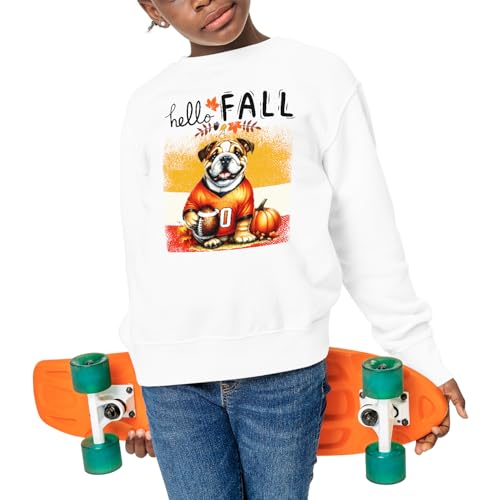 Hello Fall Dog Football Welcome Autumn with Leaves Pumpkins Adult Youth T-Shirt Hoodie Sweatshirt4