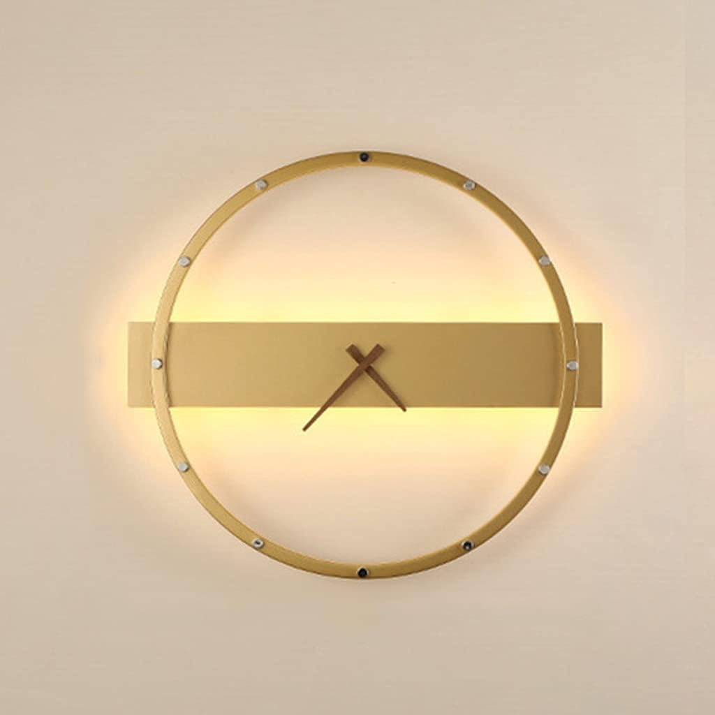 REMAZ Wall Lamps,Led Wall Lamp with Clock Simple and Modern for Hotel Bedside Living Room Light Fixture Black/Gold/D