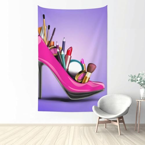 Tapisserie imprimée chaussures et maquillage 152x101 cm pour cacher les défauts muraux
