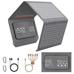 MHPOWOS Faltbares Solarpanel 40W 19V Tragbares Solarladegerät mit USB C, USB A und DC Ausgängen, Mini-Ladegerät in Buchgröße für iPhone, iPad, Powerbank, Camping, Wandern, Outdoor Reisen