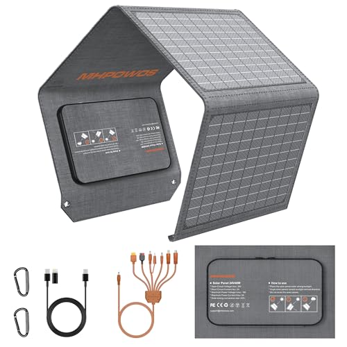 MHPOWOS Faltbares Solarpanel 40W 19V Tragbares Solarladegerät mit USB C, USB A und DC Ausgängen,...