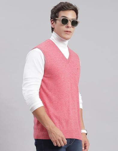 Image of Monte Carlo Off White Solid V Neck Sweater | Warm Woolen Pullover for Men | Soft Comfortable Knitted Winter Wear Sweater for Men's