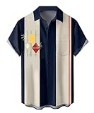QIVICIMA Men's Retro Bowling Classics 50s Rockabilly Style Button Down Vintage Camp Shirt B1 XL