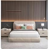 Simple Modern Wide Solid Wood Bedside Table with Two Storage Drawers, Cream Style Nightstand No Assembly Required with Tempered Glass Top, Night Stand for Bedroom Living Room(B)