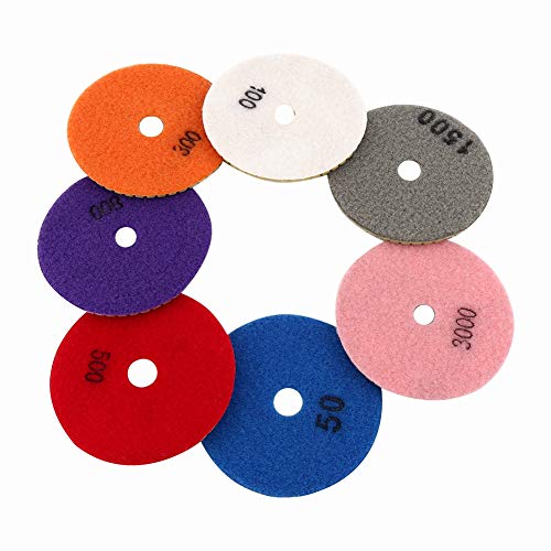 Kit de almofadas de polimento de diamante, 7pcs 100mm disco de almofadas de polimento de diamante mo