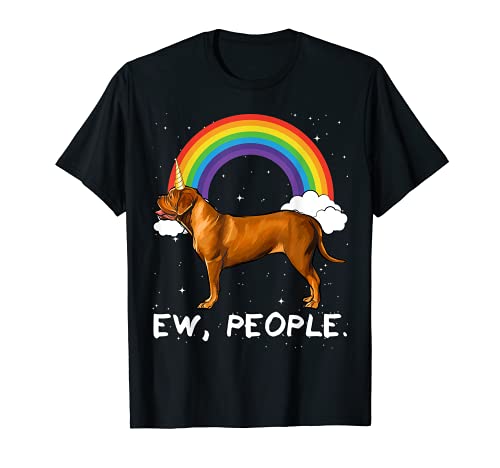 Rainbow Dogues de Bordeaux Ew People Unicorn Dog T-Shirt, Black