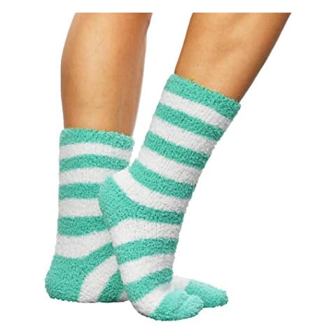 ARAD Premium Soft Warm Microfiber Fuzzy Socks, Striped Aqua Cover