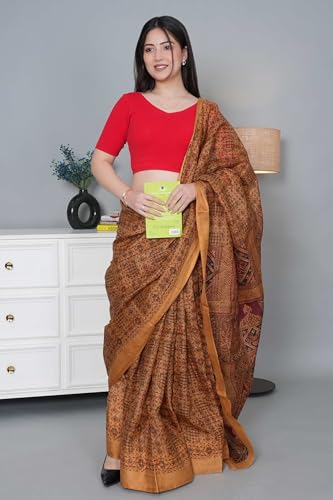 Image of Mlada V-Neck Stretchable Saree Blouse Top for Women | Slim Fit Short Sleeves Solid Cotton Blouses | Readymade Saree Blouses for Women Festive & Ethnic | Blouse Crop Top