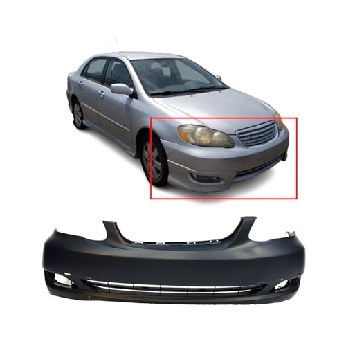 Image of FitParts Compatible with Toyota Corolla 2005-2008 Front Bumper Cover | Primed, With Fog Light Holes, Sedan, Ready to Paint, OEM 521190Z939, TO1000298