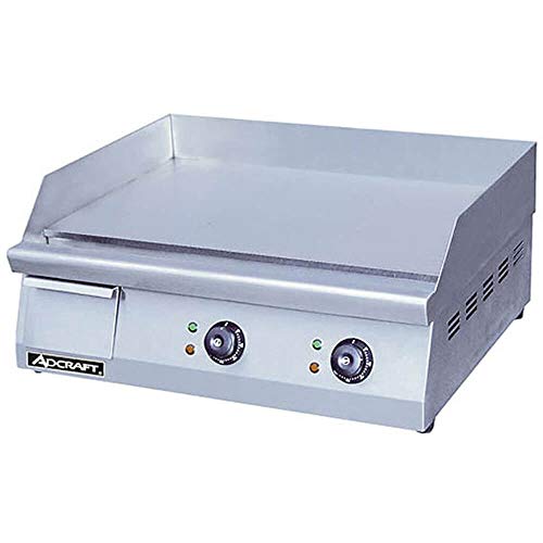 Adcraft GRID-24 24-inch Electric Countertop Griddle, Gray, Stainless Steel, Thermostatic Controls, 3/4