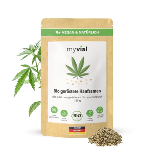 Bio Hanfsamen geröstet 250g vegan glutenfrei - 100% Lecker: ungeschält geröstet & süß gewürzt - Gesunder Superfood Protein Snack - Vegane Süßigkeiten für eine bessere Verdauung