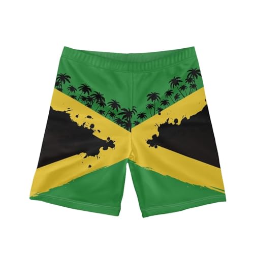 BIGCARJOB Jamaican Flags Swim Trunks for Little Boys Quick Dry Beach Board Shorts Kids Swim Trunk Swimsuit Beach Shorts Palm Tree Swim Trunk,for 13-14 Years