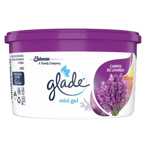 La mejor selección de Fragancias para el hogar - los preferidos. 49 Glade Mini Gel Aromatizante para Hogar y el Auto, Elimina Malos Olores y Refresca tu espacio, Aroma Campos de Lavanda, 70g