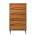 Walker Edison Lowry Mid-Century Modern Detailed-Drawer Solid Wood Dresser, 30 Inch, Caramel
