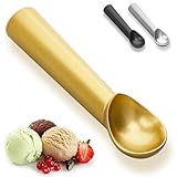 7 inch Ice Cream Scoop - One-Piece Nonstick Aluminum Ice Cream Scooper - Professional Metal Ice Cream Spoon - Durable, Easy to Use & Clean - Lightweight Cookie Spoon - Scoop Ice Cream (Gold)