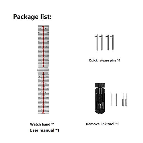 Rabuzi Compatible For Samsung Galaxy Watch 3 45Mm/46Mm Bands,22Mm Enamel Process Stainless Steel Metal Watch Strap Compatible Samsung Watch 3 45Mm,Gear S3 Frontier/Classic Smartwatch,Silver+Red #TOP6