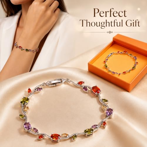 Image of Shining Diva Fashion Tulip Bracelet for Women, Floral Crystal, Anti Tarnish Jewellery Stylish Bracelet Gifts for Girls