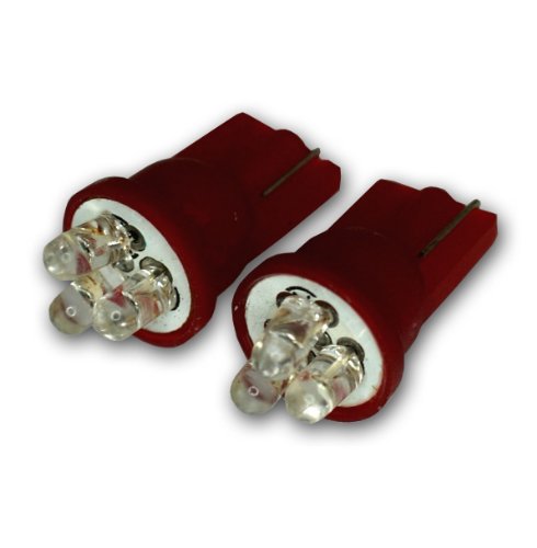 Tuningpros LEDSTL-T10-R3 Step Light LED Light Bulbs T10 Wedge, 3 LED Red 2-pc Set
