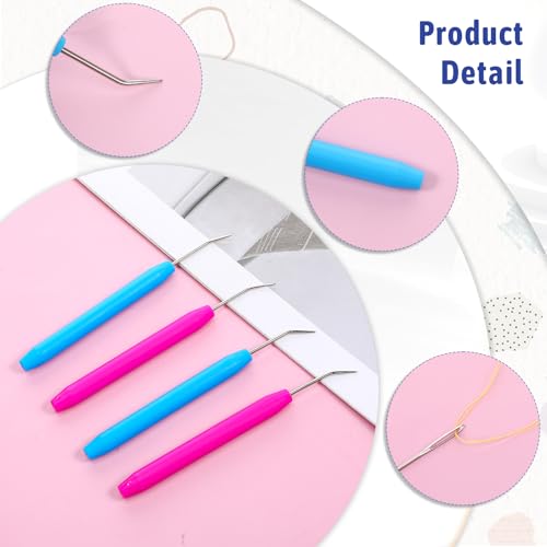 Image of 4pcs Knitting Loom Hooks Loom Knit Hook Set Colorful Knitting Loom Hook Tool and 9 pcs Steel Large-Eye Sewing Needles for Knitting Looms Knitting Boards Knitter and Crocheter