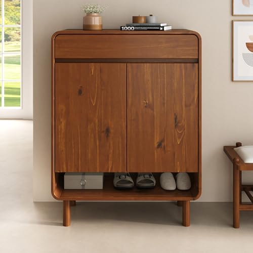 IDIMEX Schuhschrank Juan aus massivem Kieferholz, Kastanie Finish - schmal und platzsparend, ideal für Schuhaufbewahrung, mit Nische und Schublade, robuste Schuhkommode für Flur und Ankleidezimmer IDIMEX Schuhschrank Juan aus massivem Kieferholz, Kastanie Finish - schmal und platzsparend, ideal für Schuhaufbewahrung, mit Nische und Schublade, robuste Schuhkommode für Flur und Ankleidezimmer