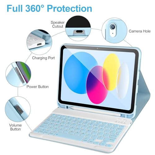 Funda de teclado para iPad de 10ª generación que evita pérdidas de tu lápiz digital 5