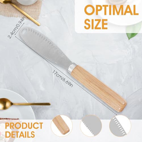 Nogeqi 2 Pcs Butter Spreader Knife, 3 In 1 Butter Knives with Holes, Stainless Steel Spreader Knife for Kitchen Restaurant Cheese Jam, Bagels, Sandwiches (Wood Handle) - Image 3