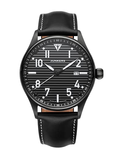 Preisvergleich Produktbild Junkers Fliegeruhr Wellblech - Schwarz Lederarmband 9.03.03.02 Pilotenuhr