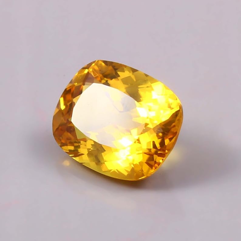 Saphir jaune de Ceylan 12,6 mm coussin naturel pour création de bague - 4