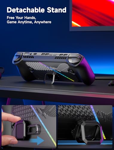 JSAUX ModCase do ROG Ally X z odpinaną przednią obudową, etui ochronne, metalowy uchwyt i pasek do akcesoriów PowerBank, kompatybilne z ASUS ROG Ally X, akcesoria, zestaw podstawowy - PC0111 (czarne),