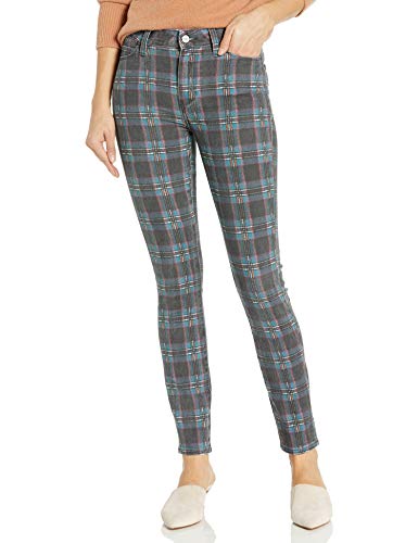 PAIGE Women's Hoxton High Rise Ultra Skinny Jean, Black Atlantic Tartan Plaid, 23