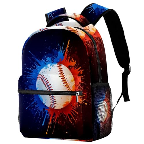 Sac à dos d'école bleu et rouge pour ados | Grand sac de voyage multicolore