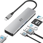 B3 USB C to 4K HDMI Adapter for MacBook Pro Air, 6 in 1 USB-C Digital AV Multiport Dongle Adaptor with USB3.0&2.0/SD/TF Card Reader Slot Port for Mac M3 M2 M1 iPad Pro& Other Type C Devices