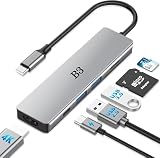 USB C Hub 6-in-1 Multi-Port Adapter with 4K@60Hz HDMI, 100W PD, 2 USB A Data Ports, and SD/TF Card Reader – Aluminum Type-C Hub for MacBook Air/Pro M1/M2, iPhone 17 Pro Max, Surface Go, XPS, iPad