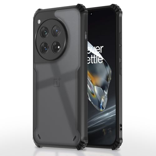 Image of Pikkme Back Cover for OnePlus 12 5G | Ultra Hybrid Shockproof Case | Full Camera Protection | Raised Edges | Clear Transparent Bumper Case (Black)