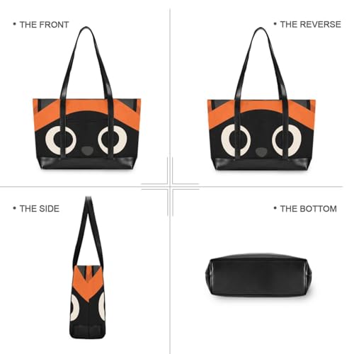 Cute Cartoon Black Cat essentials tote bag for women with zipper briefcase bags for travel with3
