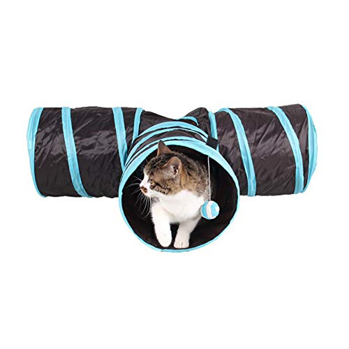 DierCosy Cat Tunnel Toys 3 Way Extensible Collapsible Cat Toys Cat Play Tunnel Toy Maze Cat House with Pompon and Bells for Cat Puppy Rabbit