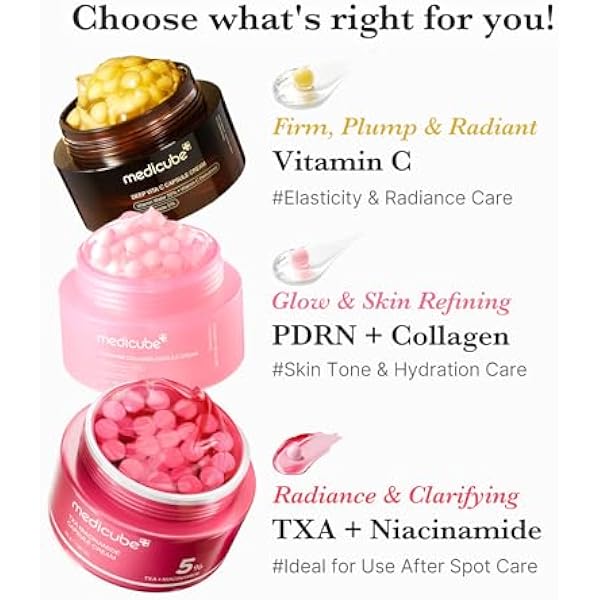 Medicube Salmon DNA PDRN Pink Collagen Capsule Cream, Увлажняющий крем для лица | Легкий увлажняющий крем | PDRN, Ниацинамид для неровного тона кожи, Осветляющее увлажнение, Уход за кожей