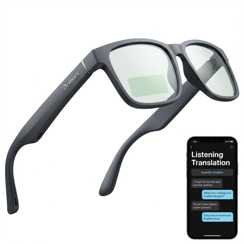 Smart Glasses with AR Display Invisible Teleprompter AI Real-Time Translation in 10 Languages Bluetooth AI Smartglasses for Speech