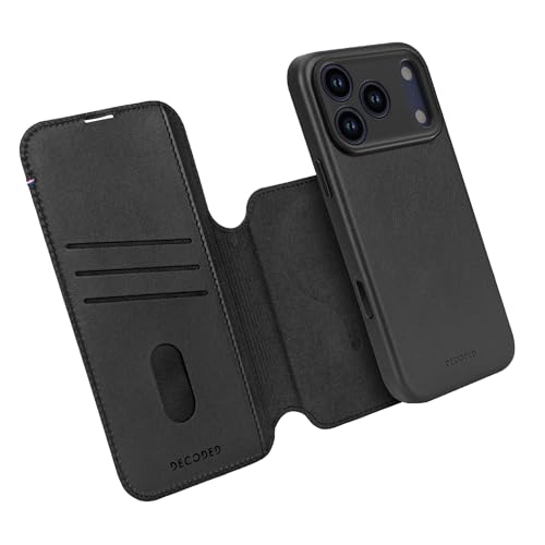 DECODED Coque pour iPhone 17 Pro Max, 2-en-1, Détachable, Cuir ECCO Premium, Compatible avec MagSafe, Magnétique, Protection Caméra, Bouton Camera Control, Anti-Rayures, Noir